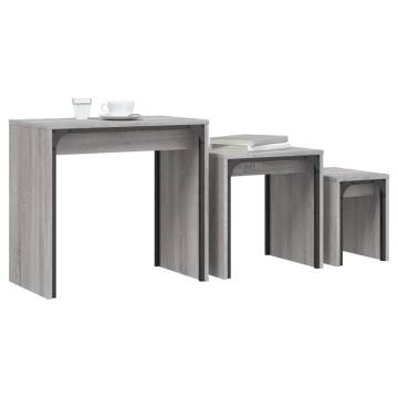 Nesting Coffee Tables Set - 3 pcs Grey Sonoma Wood