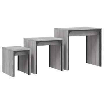 Nesting Coffee Tables Set - 3 pcs Grey Sonoma Wood