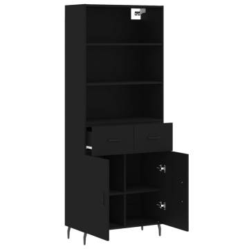 Stylish Highboard Black - 69.5x34x180 cm Engineered Wood