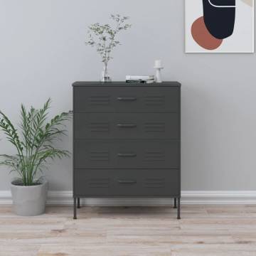 Chest of Drawers Anthracite Steel 80x35x101.5 cm | HipoMarket