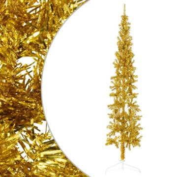 Slim Artificial Half Christmas Tree - Gold 240 cm | HipoMarket