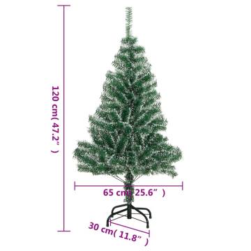 Flocked Snow Green Artificial Christmas Tree - 120 cm | HIPO Market