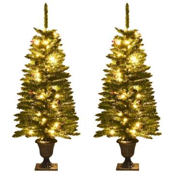 Artificial Christmas Trees Set with Wreath, Garland & LEDs