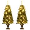 Artificial Christmas Trees Set with Wreath, Garland & LEDs