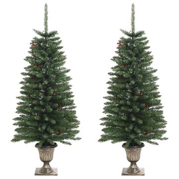 Artificial Christmas Trees Set with Wreath, Garland & LEDs