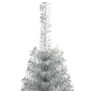 180 cm Silver Artificial Half Christmas Tree with Stand - Hipo Market