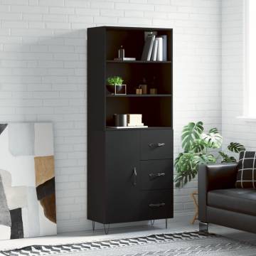 Stylish Highboard in Black - 69.5x34x180 cm | HipoMarket