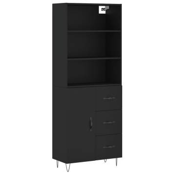 Stylish Highboard in Black - 69.5x34x180 cm | HipoMarket