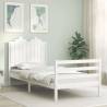 Bed Frame with Headboard White Single Solid Wood Colour white Size 90 x 190 cm 