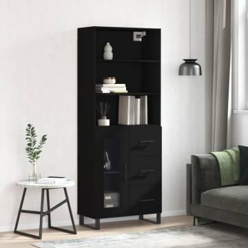 Elegant Highboard Black 69.5x34x180 cm - Stylish Storage Solution