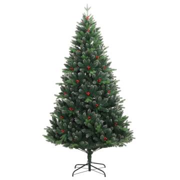 Artificial Hinged Christmas Tree with Red Berries - 210 cm