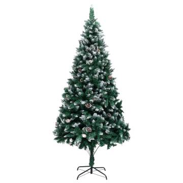 210cm Artificial Christmas Tree with Pine Cones & Snow Decor