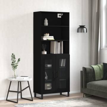 Stylish Black Highboard - 69.5x34x180 cm Engineered Wood