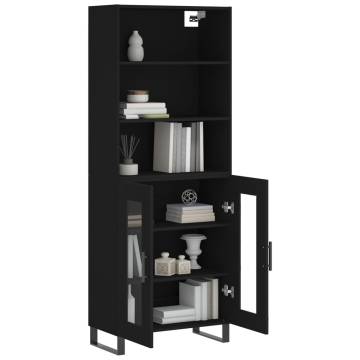 Stylish Black Highboard - 69.5x34x180 cm Engineered Wood