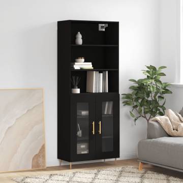 Stylish Black Highboard - 69.5x34x180 cm Engineered Wood