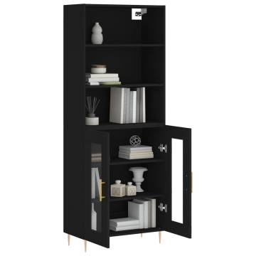 Stylish Black Highboard - 69.5x34x180 cm Engineered Wood