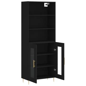 Stylish Black Highboard - 69.5x34x180 cm Engineered Wood