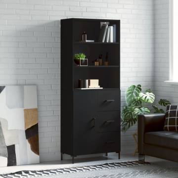 Stylish Highboard Black 69.5x34x180 cm - Engineered Wood