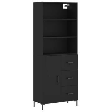 Stylish Highboard Black 69.5x34x180 cm - Engineered Wood