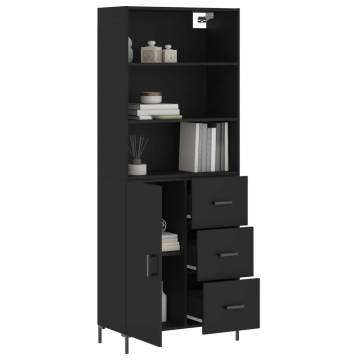 Stylish Highboard Black 69.5x34x180 cm - Engineered Wood