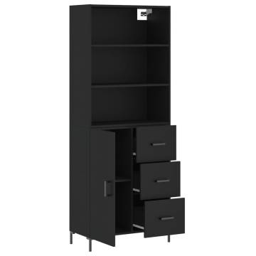 Stylish Highboard Black 69.5x34x180 cm - Engineered Wood