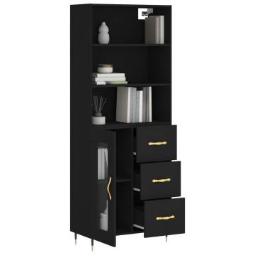 Stylish Highboard Black - 69.5x34x180 cm Engineered Wood