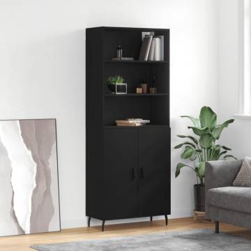 Stylish Highboard Black 69.5x34x180 cm | Durable Engineered Wood