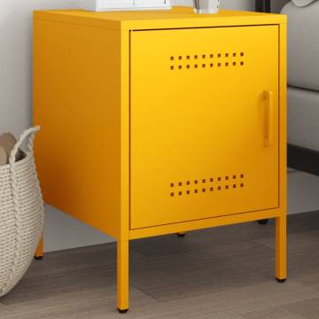 Mustard Yellow Bedside Cabinet - Industrial Steel Design