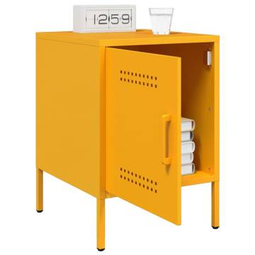 Mustard Yellow Bedside Cabinet - Industrial Steel Design