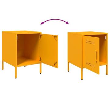 Mustard Yellow Bedside Cabinet - Industrial Steel Design