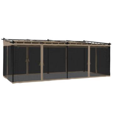 Gazebo with Mesh Walls Taupe - 6x3 m Durable Steel Structure