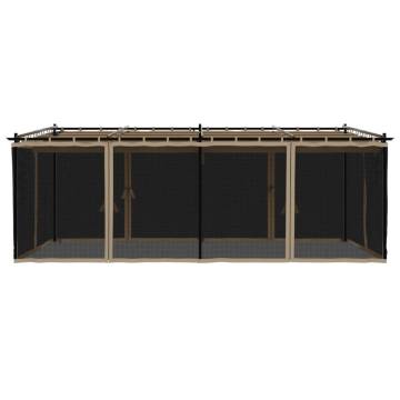 Gazebo with Mesh Walls Taupe - 6x3 m Durable Steel Structure