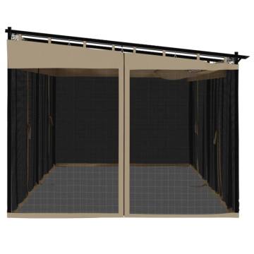 Gazebo with Mesh Walls Taupe - 6x3 m Durable Steel Structure