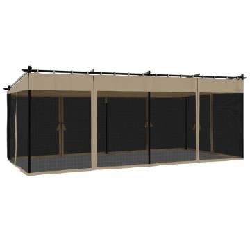 Gazebo with Mesh Walls Taupe - 6x3 m Durable Steel Structure