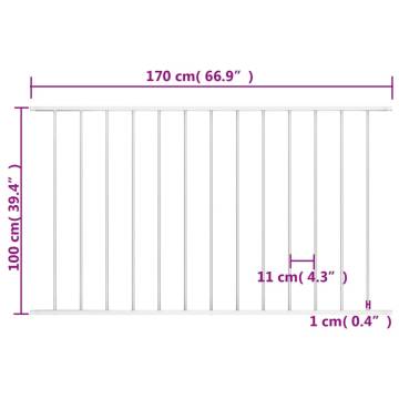 Fence Panel Powder-coated Steel 1.7x1 m White - Durable & Weather Resi