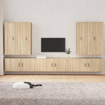 7 Piece TV Cabinet Set - Sonoma Oak Engineered Wood