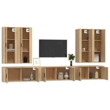 7 Piece TV Cabinet Set - Sonoma Oak Engineered Wood