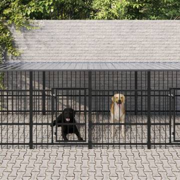 Outdoor Dog Kennel with Roof - 11.26 m² Steel Structure