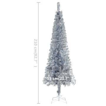 Slim Silver Christmas Tree 210 cm - Perfect Holiday Centerpiece