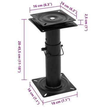 Boat Seat Pedestal with 360° Swivel - Adjustable Steel Support