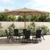 Taupe Garden Parasol with Wooden Pole - 400x273 cm