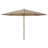 Taupe Garden Parasol with Wooden Pole - 400x273 cm