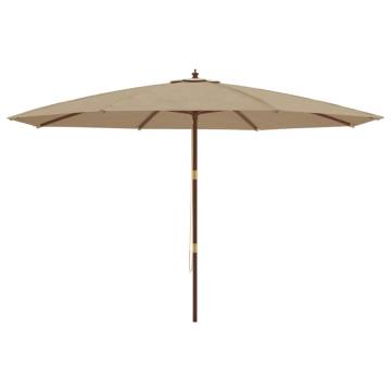 Taupe Garden Parasol with Wooden Pole - 400x273 cm