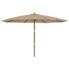 Taupe Garden Parasol with Wooden Pole - 400x273 cm