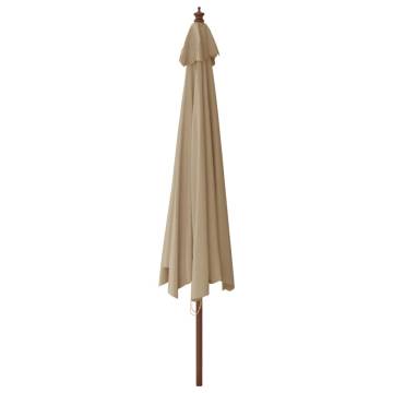 Taupe Garden Parasol with Wooden Pole - 400x273 cm