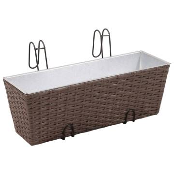 Balcony Trapezoid Rattan Planter Set - 50 cm, 2 pcs Brown