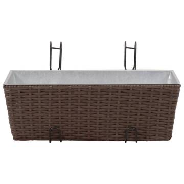 Balcony Trapezoid Rattan Planter Set - 50 cm, 2 pcs Brown