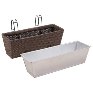 Balcony Trapezoid Rattan Planter Set - 50 cm, 2 pcs Brown