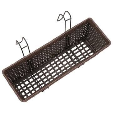 Balcony Trapezoid Rattan Planter Set - 50 cm, 2 pcs Brown