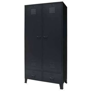 Industrial Style Metal Wardrobe 90x40x180 cm - Black